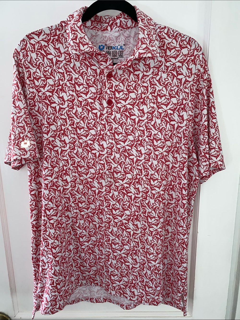 IBKUL Men's Short Sleeve Performance Golf Floral Polo Sz M